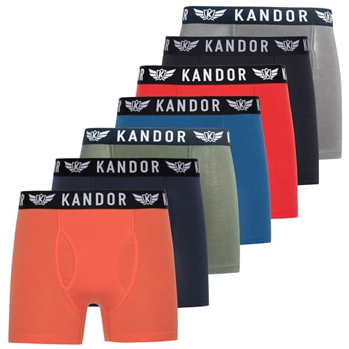 Kandor Bambus Boxershorts Herren – 7er Pack, Weich, Atmungsaktiv Unterwäsche für Männer, Herren- Unterhosen aus Bambus Viscose und Baumwolle, Einfarbig & Schwarz Boxer Briefs Set, MixOrange, M von Kandor