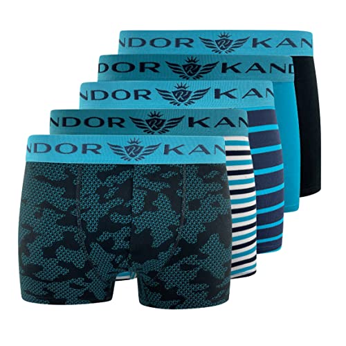 Kandor Baumwoll Boxershorts Herren – 5er, 6er Pack, Bunte, Schwarze & Farbige Unterhosen für Männer Set, Dehnbare Herren-Unterwäsche aus weiche Baumwolle, Slipboxer mit Gummibund, Alls-bl, XXL von Kandor