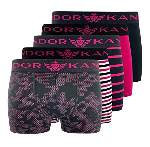 Kandor Baumwoll Boxershorts Herren – 5er, 6er Pack, Bunte, Schwarze & Farbige Unterhosen für Männer Set, Dehnbare Herren-Unterwäsche aus weiche Baumwolle, Slipboxer mit Gummibund, Alls-pink, XXL von Kandor