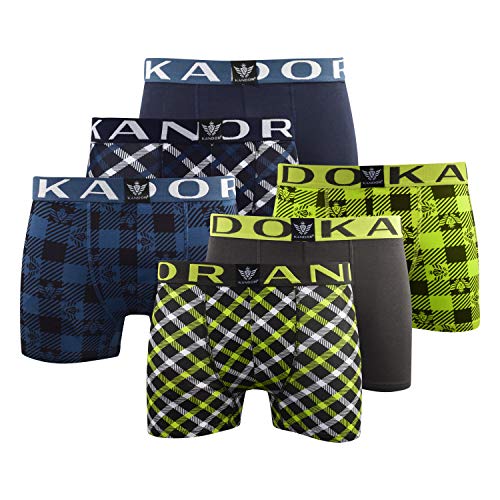 Kandor Baumwoll Boxershorts Herren – 5er, 6er Pack, Bunte, Schwarze & Farbige Unterhosen für Männer Set, Dehnbare Herren-Unterwäsche aus weiche Baumwolle, Slipboxer mit Gummibund, MarineblMag, M von Kandor