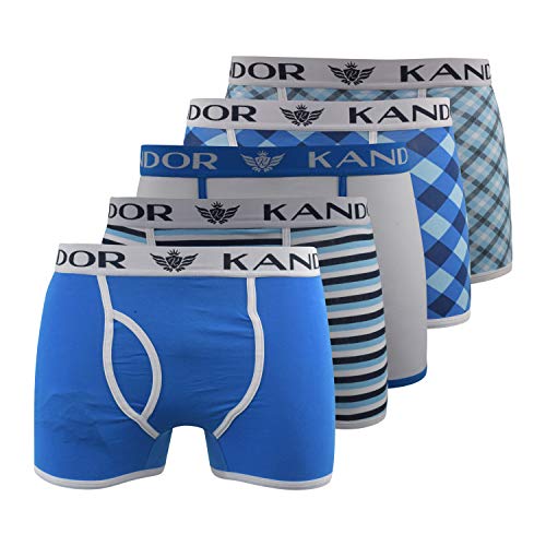 Kandor Baumwoll Boxershorts Herren – 5er, 6er Pack, Bunte, Schwarze & Farbige Unterhosen für Männer Set, Dehnbare Herren-Unterwäsche aus weiche Baumwolle, Slipboxer mit Gummibund, himmelblau, M von Kandor