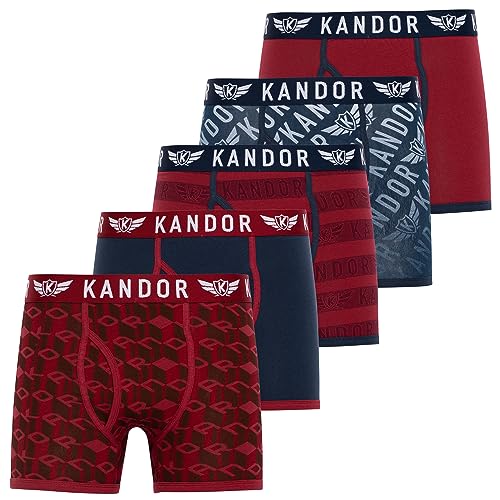 Kandor Baumwoll Boxershorts Herren – 5er Pack, Bunte, Schwarze & Farbige Unterhosen für Männer Set, Dehnbare Herren-Unterwäsche aus weiche Baumwolle, Slipboxer mit Gummibund (L,Lingo Pack C) von Kandor