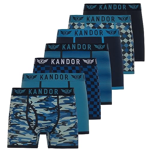 Kandor Baumwoll Boxershorts Herren – 7er Pack, Bunte, Schwarze & Farbige Unterhosen für Männer Set, Dehnbare Herren-Unterwäsche aus weiche Baumwolle, Slipboxer mit Gummibund (L,JECKERS Pack A) von Kandor