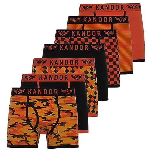 Kandor Baumwoll Boxershorts Herren – 7er Pack, Bunte, Schwarze & Farbige Unterhosen für Männer Set, Dehnbare Herren-Unterwäsche aus weiche Baumwolle, Slipboxer mit Gummibund (L,JECKERS Pack B) von Kandor