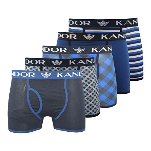 Kandor Baumwoll Boxershorts Herren – 5er, 6er Pack, Bunte, Schwarze & Farbige Unterhosen für Männer Set, Dehnbare Herren-Unterwäsche aus weiche Baumwolle, Slipboxer mit Gummibund, Sch/Marine, M von Kandor