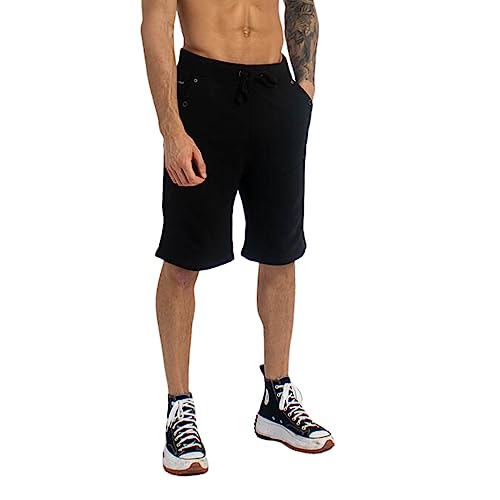 Kandor Kurze Hosen Herren – Jogginghose für Männer, Sommer Herren-Shorts aus Baumwolle Stoff, Sporthosen mit Taschen, Feizeithose für Gym, Sport, Fitness, Bermuda Shorts(S,Black) von Kandor