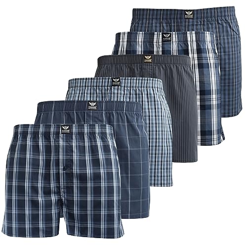Kandor Woven Cotton Herren Boxer - Multi Pack 6er Pack Loose Fit Boxershorts für Männer Klassische Plaid Herren Unterhosen Bequeme Unterwäsche Trunks Multipack Atmungsaktiv Unterhosen, Nightling, XXL von Kandor
