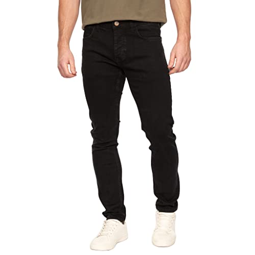 Smith & Jones Slim Fit Jeans Herren – Schmale Stretchjeans für Männer, Stretch Denim Hose aus 98% Baumwolle, Herrenjeans in schmaler Passform(BASKON-Black-W3O/L32) von Kandor