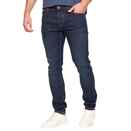 Smith & Jones Slim Fit Jeans Herren – Schmale Stretchjeans für Männer, Stretch Denim Hose aus 98% Baumwolle, Herrenjeans in schmaler Passform(BASKON-Dark Wash-W3O/L34) von Kandor