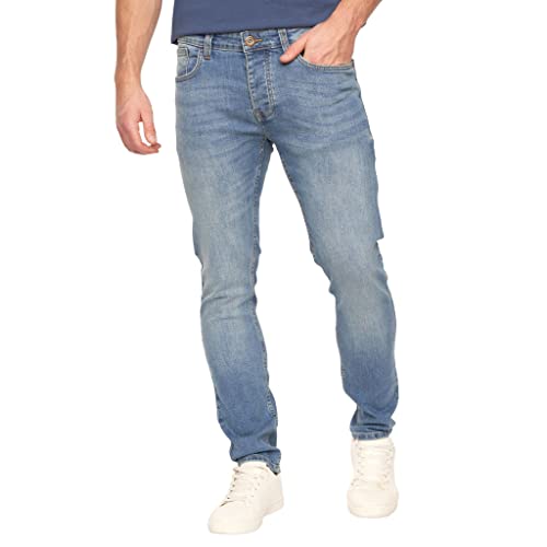 Smith & Jones Slim Fit Jeans Herren – Schmale Stretchjeans für Männer, Stretch Denim Hose aus 98% Baumwolle, Herrenjeans in schmaler Passform(BASKON-Light Wash-W32/L34) von Kandor