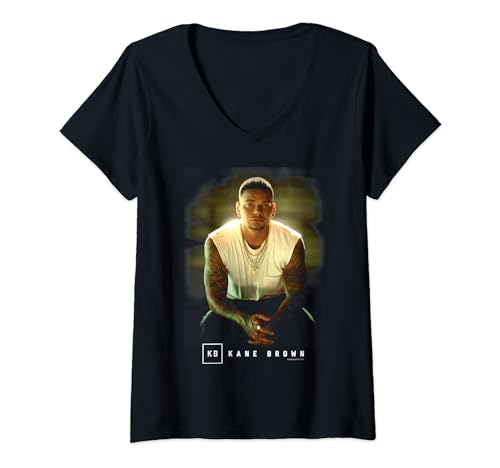 Damen Kane Braun T-Shirt mit V-Ausschnitt von Kane Brown