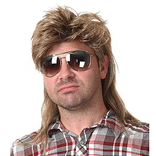Kaneles Mullet Wigs for Men 80s Costumes Fancy Party Accessory Cosplay Wig (Light Brown) von Kaneles