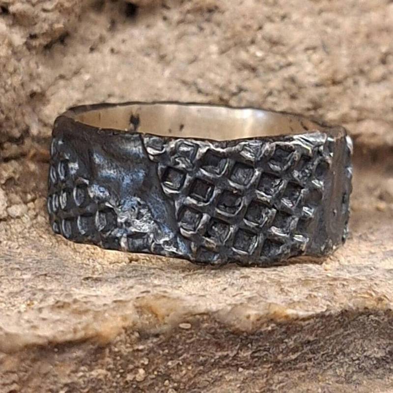 Oxidierter Sterling Silber Brutalist Ring Rustikaler Industrieschmuck von KanevskyJewelry