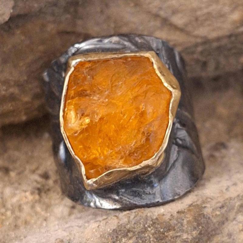 Handgemachter Orangen Granat Ring Sterling Silber, Feuriger Statement Schmuck Handgemachter Orangen Granat Ring Sterling Silber, Feuriger Statement Schmuck von KanevskyJewelry