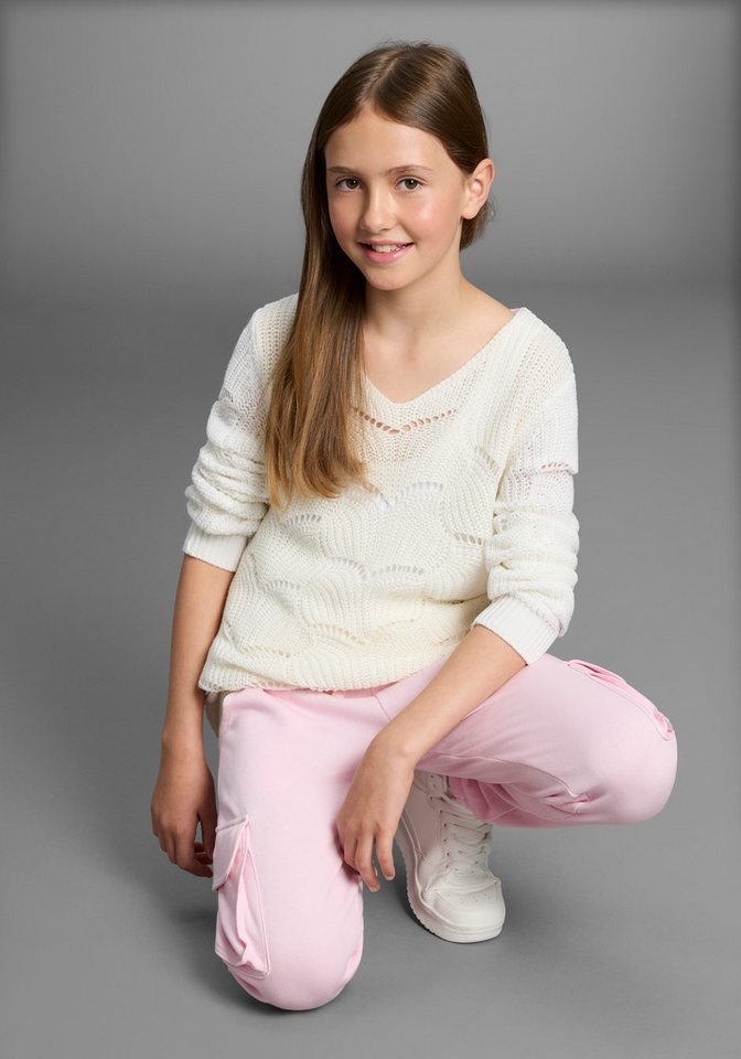 KangaROOS Strickpullover Ajour-Pullover für Mädchen, kuschelig weich Feiner Ajour-Strickpullover von KangaROOS