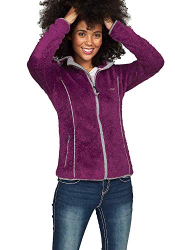 KangaROOS Damen Fleecejacke Kuscheljacke Fleece Jacke Kapuze (Lila Grau, 32/34 (XS)) von KangaROOS