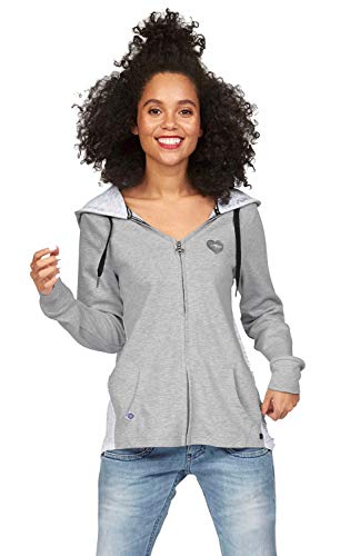 KangaROOS Damen Kapuzenjacke Sweatjacke mit Kapuze Rückenprint (Hellgrau, 32/34 (XS)) von KangaROOS