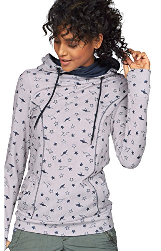 KangaROOS Damen Long Sweatshirt Allover Print Kapuze (Hellgrau, 32/34 (XS)) von KangaROOS