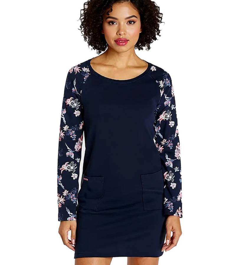 KangaROOS Damen Mini-Kleid Sweat-Kleid langärmliges Baumwoll-Kleid 85555248 Blau von KangaROOS