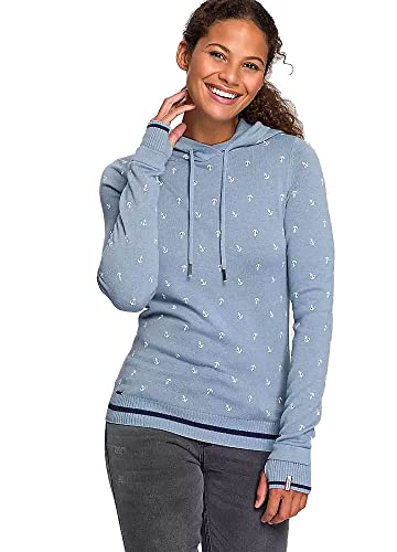 KangaROOS Damen Pullover mit Kapuze Maritim Strick Hoodie (as3, Numeric, Numeric_36, Numeric_38, Regular, Regular, Graublau) von KangaROOS