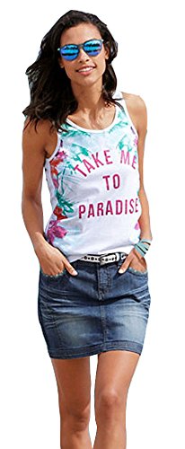 KangaROOS Damen Top Blumenprint Schleifen Weiß 40 von KangaROOS