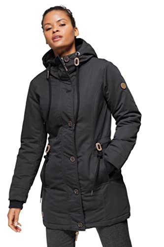 KangaROOS Damen Winterjacke Jacke gefüttert Kapuze (38, Schwarz) von KangaROOS