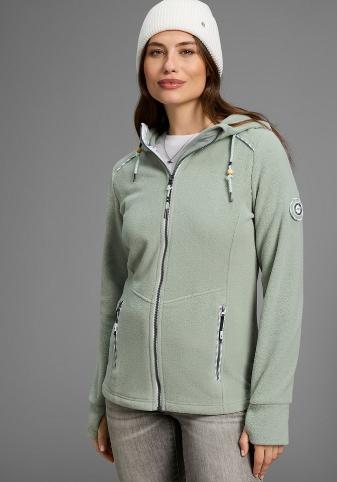 KangaROOS Fleecejacke figurbetonte Passform, mit Kapuze und Kordelzug, Übergangsjacke KangaROOS Fleecejacke figurbetonte Passform, mit Kapuze und Kordelzug, Übergangsjacke von KangaROOS
