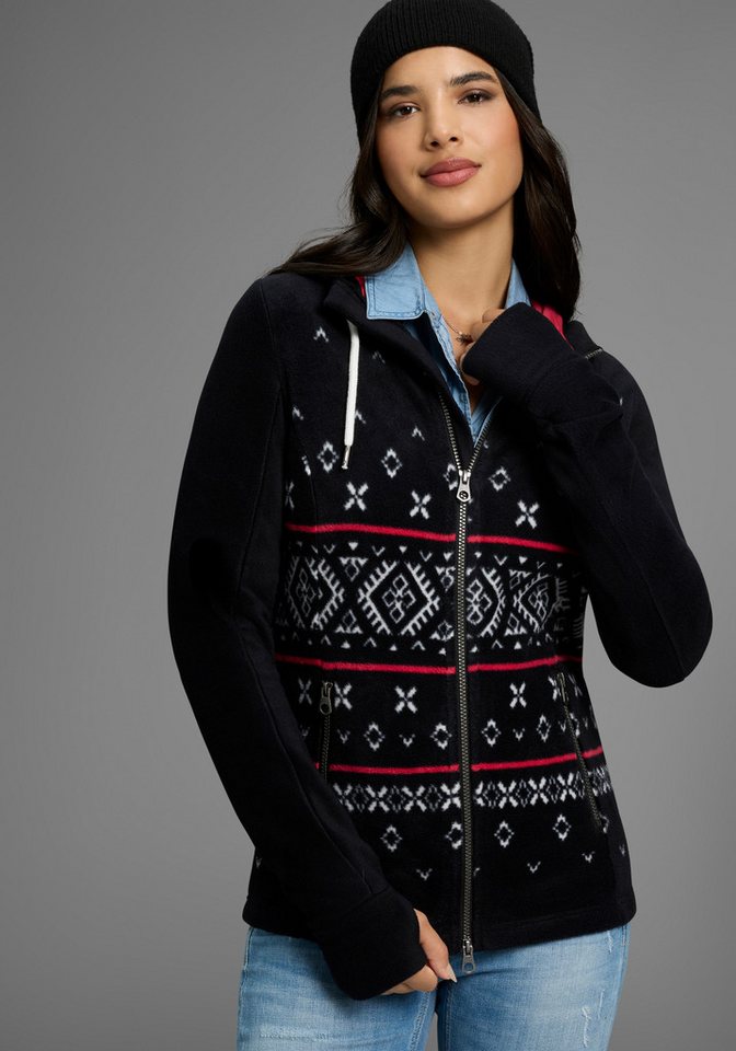 KangaROOS Fleecejacke mit Norweger Muster und Kapuze von KangaROOS