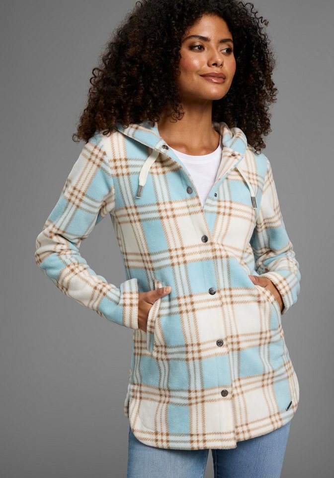 KangaROOS Fleecejacke mit bedrucktem Karo Muster, weite Passform, Übergangsjacke von KangaROOS