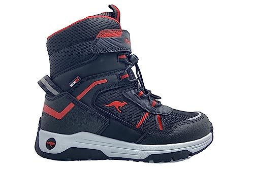 KangaROOS Herren K-Leno Beko RTX Schneestiefel, Jet Black/Fiery red, 40 EU von KangaROOS