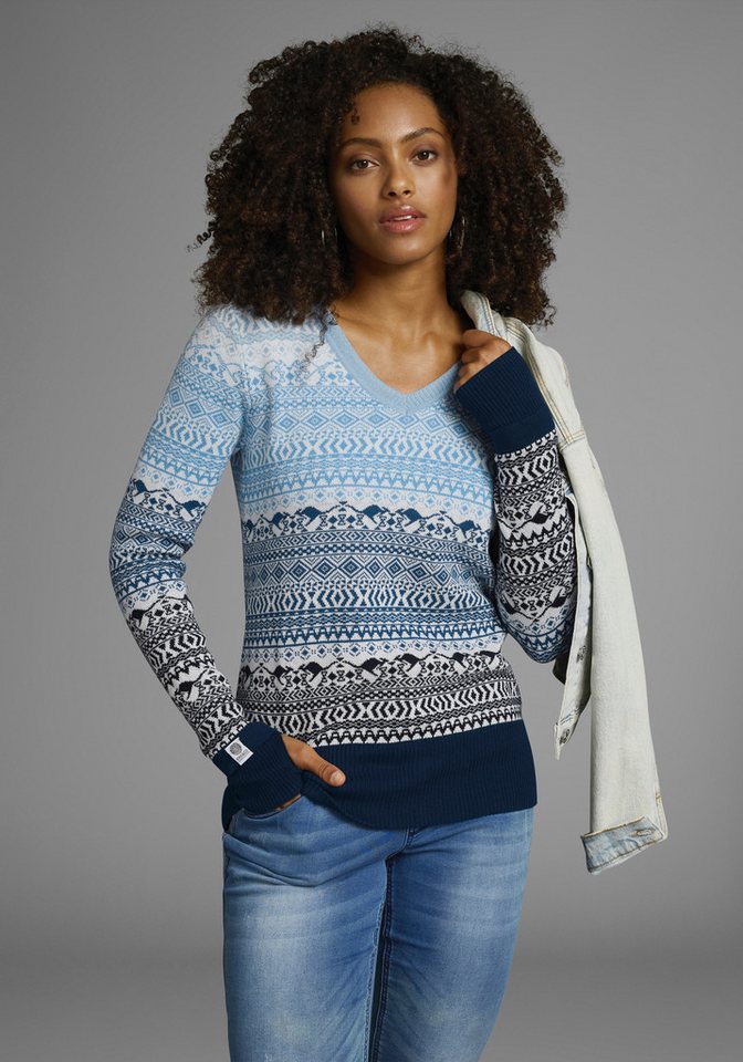 KangaROOS Jacquardpullover im Norweger-Muster mit kleinen Kängurus von KangaROOS