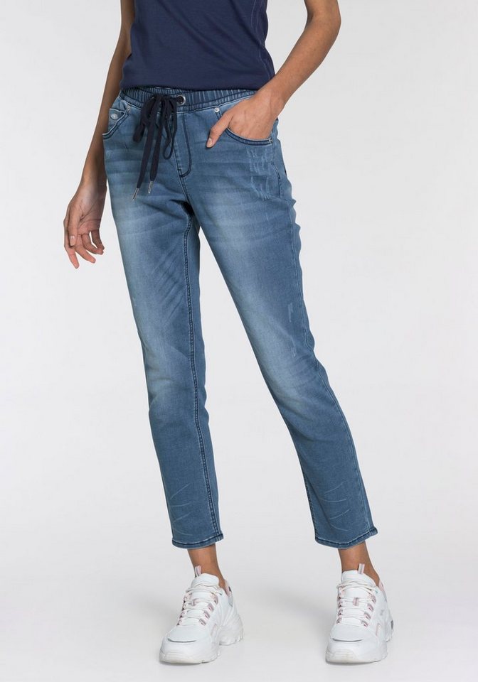 KangaROOS Jogg Pants 7/8 JOGG-DENIM weites Bein, mit Used-Waschung, hohe Leibhöhe, 7/8-Länge von KangaROOS