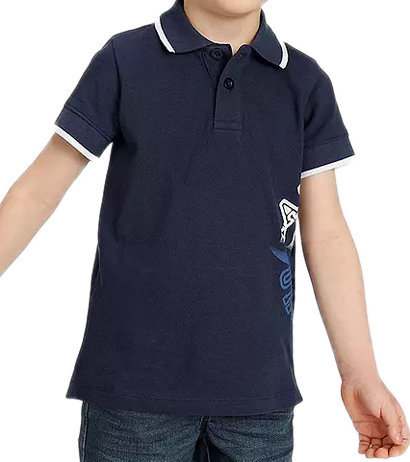 KangaROOS Jungen Baumwoll-Shirt Polo-Shirt mit seitlichem Aufdruck 72716306 Blau von KangaROOS