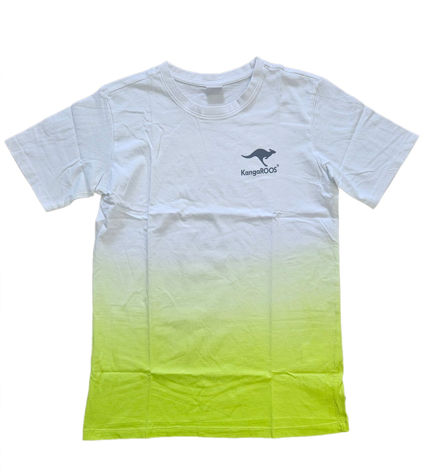 KangaROOS Jungen Baumwoll-Shirt T-Shirt mit großem Rücken-Print und Farbverlauf 72500356 Weiß/Limettengrün von KangaROOS