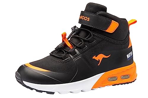 KangaROOS Jungen Kx-hydro Sneaker, Jet Black Neon Orange, 33 EU von KangaROOS