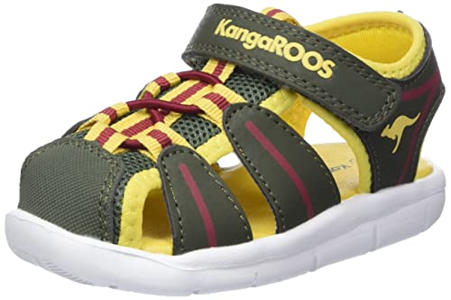 KangaROOS Jungen Unisex Kinder K-grobi Sandale, Olive Sun Yellow, 21 EU von KangaROOS