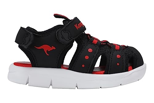 KangaROOS Jungen Unisex Kinder K-Mini Sandale, Jet Black/Fiery red, 21 EU von KangaROOS