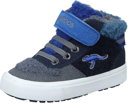 KangaROOS Jungen Unisex Kinder KAVU Shady Fur EV Sneaker, dk Navy/Multi, 22 EU von KangaROOS