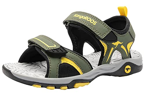 KangaROOS Unisex Kinder K-Mont Sandale, olive/sun yellow, 28 EU von KangaROOS