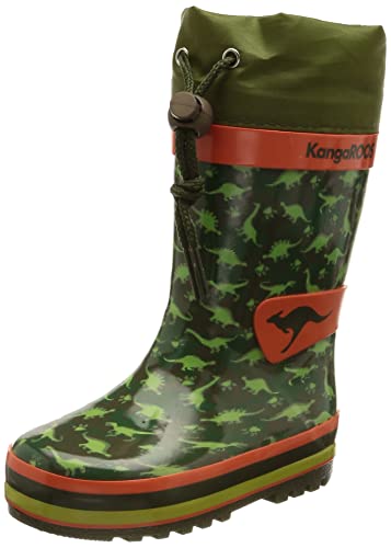 KangaROOS K-Rain Gummistiefel, Military Green/Dino, 24 EU von KangaROOS