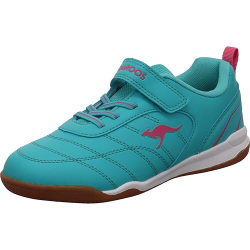 KangaROOS K-Ridyard EV Kinder Hallenschuh Sportschuh aus Kunstleder in Türkis Pink. Ocean türkis/Daisy pink Gr. 38 von KangaROOS