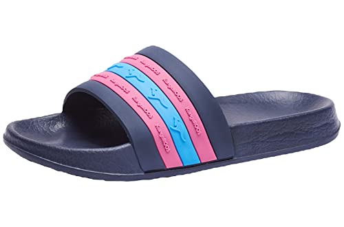 KangaROOS K-Slide Stripe Sandale, dk Navy/Daisy pink, 31 EU von KangaROOS