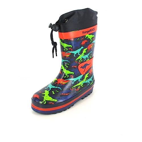 KangaROOS K-Summerrain Gummistiefel, dk Navy/Dino Multi, 28 EU von KangaROOS