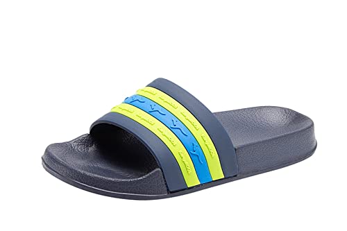 KangaROOS K-Slide Stripe Flache Sandale, dk Navy/Lime, 31 EU von KangaROOS