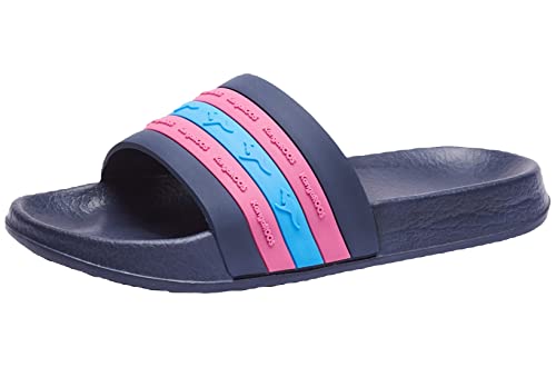 KangaROOS K-Slide Stripe Sandale, dk Navy/Daisy pink, 28 EU von KangaROOS