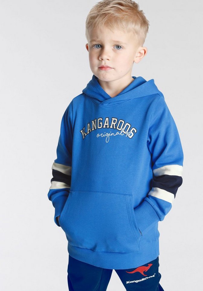 KangaROOS Kapuzensweatshirt für kleine Jungen Langarm mit Rippbündchen, Basic-Passform von KangaROOS