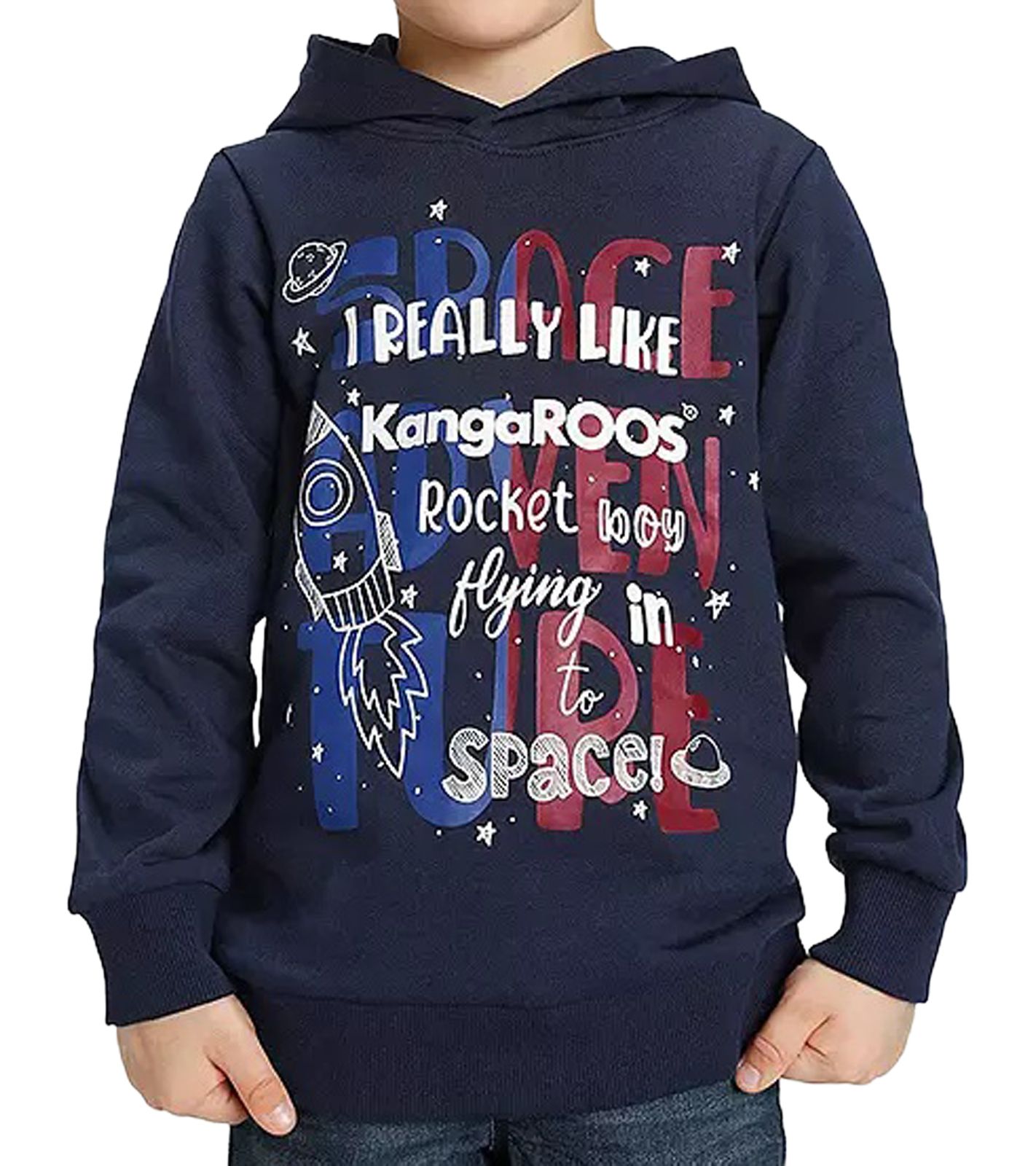 KangaROOS Kinder Hoodie mit großem Front-Print Kapuzen-Pullover 68534567 Navy von KangaROOS