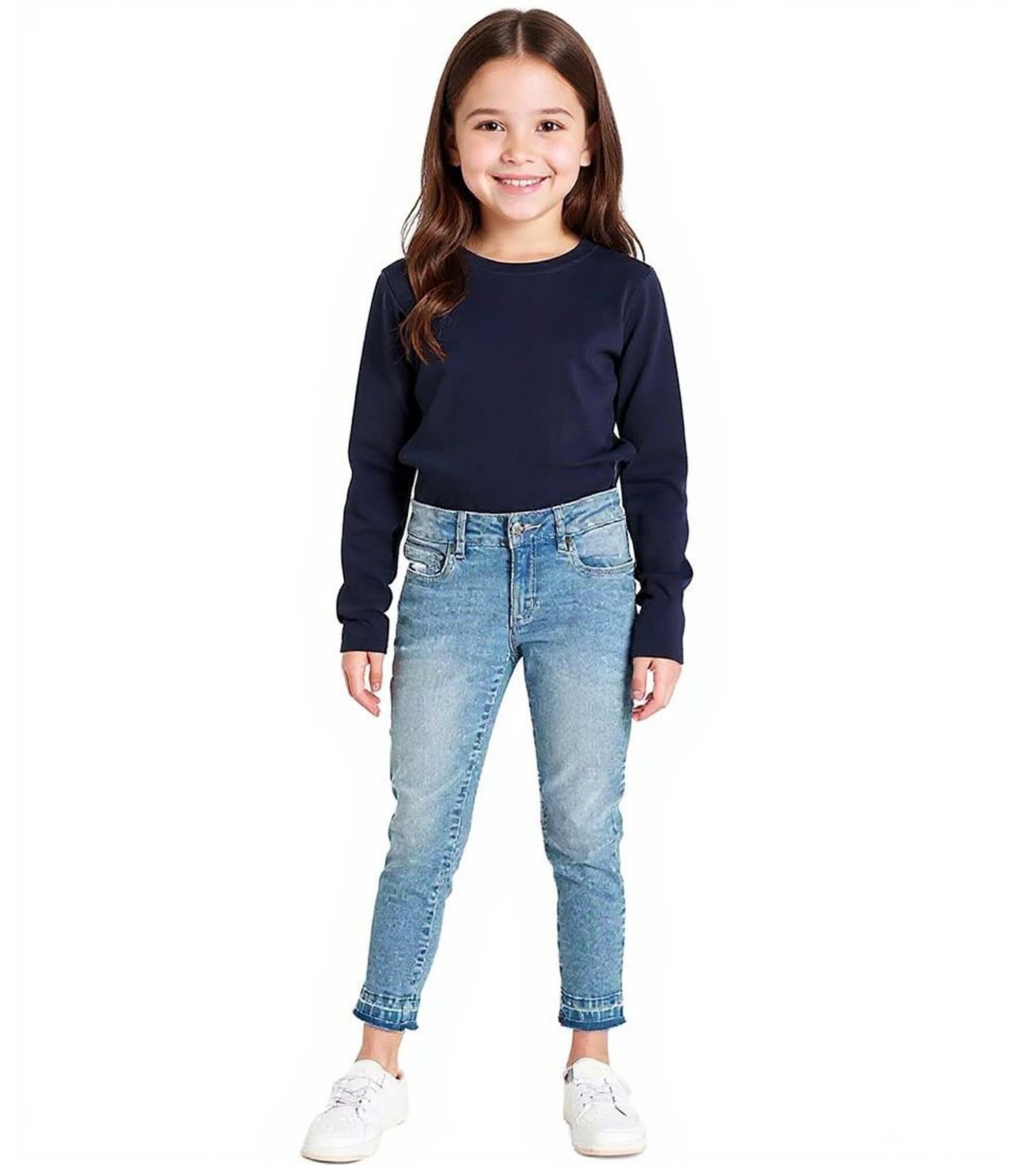 KangaROOS Kinder Jeans-Hose für Mädchen mit verkürztem geradem Bein Baumwoll-Hose Freizeit-Jeans 43634735 Blau von KangaROOS
