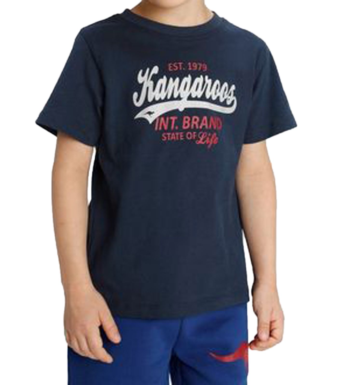 KangaROOS Kinder T-Shirt schlichtes Freizeit-Shirt mit Marken-Druck 39276720 Navy von KangaROOS