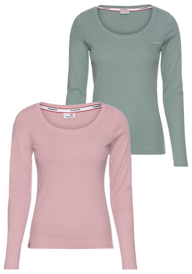 KangaROOS Langarmshirt (Packung, 2-tlg., 2er-Pack) Langarm, unifarben oder meliert, Rundhalsausschnitt von KangaROOS